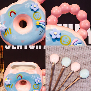 Kreatif Novelty Donat Mug Lucu 3d Donat Cangkir Keramik Cangkir Kopi dengan Sendok Dalam Kotak Hadiah untuk Anak-anak - Product Image 3