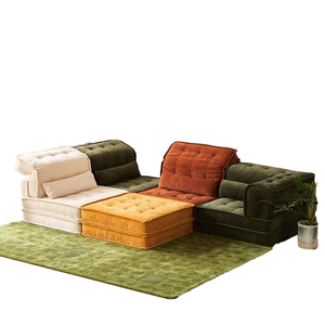 Canapé-lit modulaire pliable en tissu, moderne et simple, pour salon et petit <span class=keywords><strong>appartement</strong></span>, en forme de bloc de tofu, avec mousse haute densité - Product Image 1