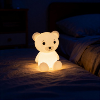 Veilleuse en forme d'ours en peluche, fonctionne sur piles, lampe LED blanc chaud, petite taille, commande par interrupteur, pour chambre d'enfant, éclairage de la chambre d'enfant