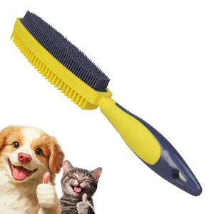 Cao su Pet tóc loại bỏ bàn chải, chó mèo tóc <span class=keywords><strong>Lint</strong></span> Remover Công cụ massage tắm lược bàn chải để làm sạch và chải chuốt (Màu Vàng) - Product Image 1
