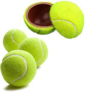 Bola tenis latihan hewan peliharaan anjing flanel karet kuning tahan lama mainan lempar untuk anak anjing - Product Image 1