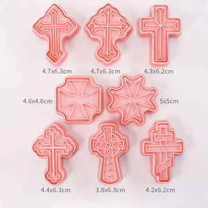 Lot de 8 <span class=keywords><strong>emporte</strong></span>-pièces et tampons en forme de croix de Pâques, moules à biscuits en plastique, outils de pâtisserie, kit pour fondant et chocolat Cozedura Factory - Product Image 3