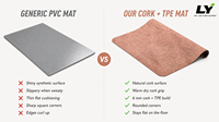 Matras Yoga Cork dengan Logo Custom 183x66cm 4.5mm Karet Cork, Anti-Slip, Menyerap Keringat, untuk Studio Yoga dan Kebugaran