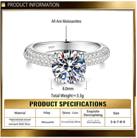 Bague en moissanite multicolore à 4 griffes, sertie de pierres pavées sur les côtés, en argent 925, bijoux de fiançailles pour femme