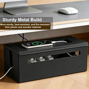 Caja Organizadora de Cables Metálica para Oficina en Casa, Caja Grande para Ocultar Cables Eléctricos y Regletas - Product Image 6