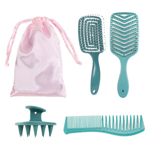 Wanmei Hair Care <b>Set</b> With Comb Brush <b>Massager</b> For Women Green Styling Tools - Product Image 1