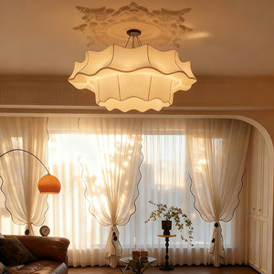 New Chinese <b>Style</b> Fabric Chandelier 60cm 80cm 100cm 120cm Led Light Round White Single <b>Head</b> For Living Room Restaurant Hotel - Product Image 2