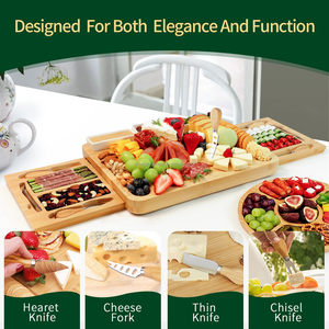 <span class=keywords><strong>Plateau</strong></span> à fromages en bois de bambou naturel avec accessoires Planche à <span class=keywords><strong>fromage</strong></span> charcuterie et ensemble de couteaux avec <span class=keywords><strong>plateau</strong></span> à <span class=keywords><strong>fromage</strong></span> - Product Image 5
