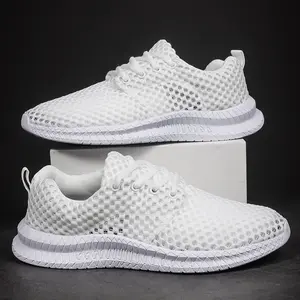 Ademende Mesh Uitgehold Lichtgewicht Elastische Comfortabele Dikke Zool Anti Gladde Demping Veters Sport Casual Schoenen Heren