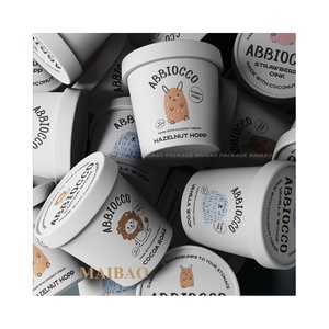 Taza de yogur desechable impresa personalizada con tapa Contenedor de helado de doble pared de 16 oz para vino y agua mineral Manejo en relieve - Product Image 5