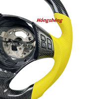 Volant sport en fibre de carbone personnalisé E91/E90/E92/E81/E82/E83/E89/E70/E71 avec cuir perforé jaune pour voitures