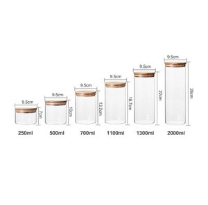Cho miệng rộng cao Borosilicate lọ thủy tinh với nắp tre kín & máy rửa chén an toàn thực phẩm lưu trữ container cho quà tặng - Product Image 2