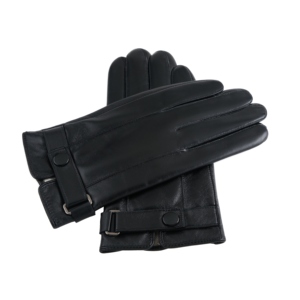 Gants d'hiver en peau de mouton de haute qualité, longs gants en cuir noir pour hommes à la mode et doux, avec un design simple - Product Image 2