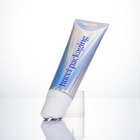 Tube cosmétique de luxe personnalisé D40 100ml holographique argenté avec bille roulante pour huile de massage corporel et crème