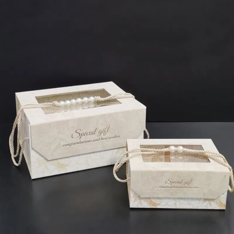 Caja de regalo de plástico blanco con cierre magnético profundo A3, embalaje de cartón con tapa para ventana