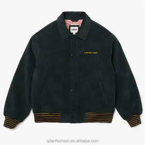Custom Embroidery Logo Vintage Quilted Lining Corduroy Jackets Unisex