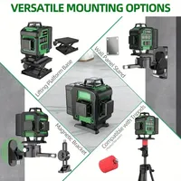 Mini niveau laser vert rotatif à 16 lignes avec affichage numérique, trépied, batterie, design compact et portable