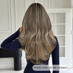 Perruques synthétiques mi-longues de 26 pouces, marron cendré à blond, résistantes à la chaleur, en fibre naturelle mate, Peluca - Product Image 4