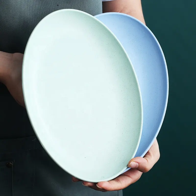 Eco-friendly Wheat Fiber Oval Plates Dishes Unbreakable Plastic Dinner Plates for Restaurant