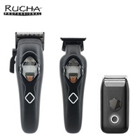 RUCHA Kit de tondeuse à cheveux professionnelle 3 en 1, tondeuse, rasoir, rechargeable par USB, machines à couper et à raser les cheveux