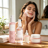 Kit de Soins Visage Rose Hydratant Repulpant à l'Acide Hyaluronique, Vitamine C, Hamamélis et Eau de Rose – Marque Blanche