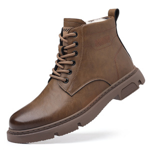 Botas de Tobillo de Cuero Genuino para Hombre, Punta Redonda, Forro de Piel, Suela de Goma, Cálidas para Invierno, Antideslizantes, Botas para la Nieve - Product Image 5