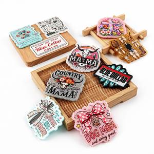 Customization Colorful Acrylic Flatbacks Badge <b>Holders</b> With Floral Country Designs For DIY Decorations - Product Image 4
