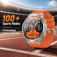 Montre connectée avec batterie 730 mAh, OEM ODM K66, avec lampe torche LED, grand écran de 1,85 pouce, appel Bluetooth, montre connectée pour hommes
