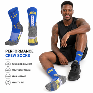 Modern Popular Basketball Crew Thick Anti-Slip Socks with Cotton Terry <strong>Cushion</strong> and <strong>Letter</strong> Pattern - Product Image 1