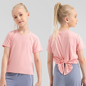 بيع بالجملة خفيفة الوزن تنفس فارغة سبليت حزام الظهر الفتيات جولف الرياضة عارضة تي شيرت للأطفال - Product Image 1