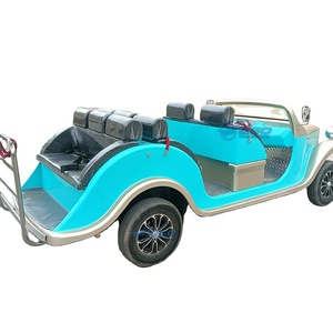 Promotion à Durée Limitée : Voiture Électrique de Tourisme Classique Cyan à Toit Ouvert Personnalisée, Design de Carrosserie Courbe Unique, Sièges Noirs - Product Image 2
