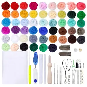 Kit de fieltro con agujas para principiantes, Kit de lana con más de 120 colores opcionales, bricolaje, artesanía de fieltro, suministros personalizados