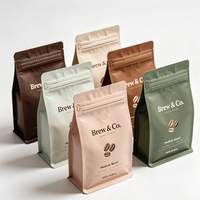 Bolsa de Fondo Cuadrado Reciclable para Empaque de Granos de Café Ecológicos al por Mayor, Bolsa con Cierre de Fondo Plano de 200g, 500g, 1kg