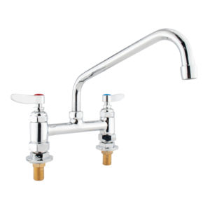 Robinet de cuisine moderne à double poignée en laiton chromé avec bec rotatif, poignée lisse, facile à nettoyer, à poser sur le plan de travail - Product Image 1