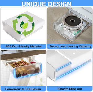 Modern Double <b>Drawer</b> Under Desk <b>Storage</b> Box High Quality ABS <b>Plastic</b> Office Household Organizer - Product Image 4
