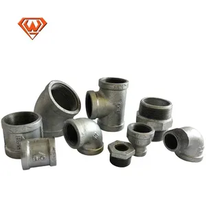 90 độ khuỷu tay sắt dễ uốn phụ kiện ống nước ISO/NPT Phụ kiện mạ kẽm nóng dẻo gi ổ cắm 1/2 "chéo ổ cắm bằng nhau - Product Image 1