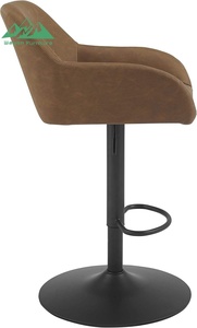 <span class=keywords><strong>Tabouret</strong></span> de <span class=keywords><strong>bar</strong></span> pivotant réglable avec accoudoirs, chaise de <span class=keywords><strong>bar</strong></span> rembourrée en similicuir marron avec base en métal noir - Product Image 5
