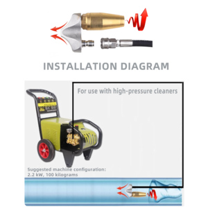 Vòi phun Turbo 5000psi bằng kim loại, dụng cụ cắt rễ cây, máy phun áp lực làm sạch cống, tình trạng mới, dùng để làm sạch đường ống thoát nước - Product Image 6