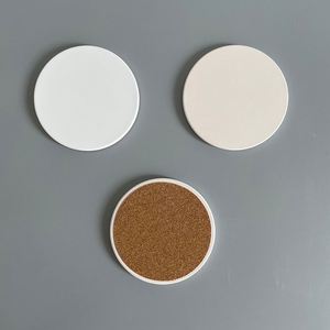 Custom LogoGlossy White Square and Round Tiles Sublimation Blank <b>Ceramic</b> <b>Coasters</b> with Cork Backing Pads for Customized Gifts - Product Image 4