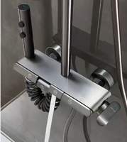 Ensemble de système d'eau de pluie de douche en laiton d'espace intelligent de salle de bains avec 4 fonctions d'ensemble de robinet de douche froide et chaude