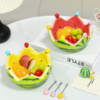 Ensemble de salon moderne pour la maison, design créatif, en céramique et porcelaine, table basse en forme de pastèque, plat et bol à fruits mignons, non toxique, émaillé