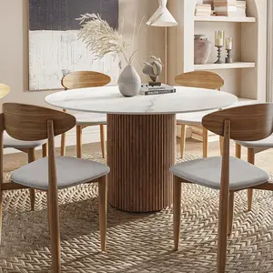 Dreamhause yüksek kaliteli yuvarlak katı ahşap yemek masası Modern mermer masa lambası lüks masa ve sandalyeler