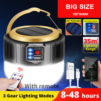 1000 Watts solaire LED Camping lumière USB Rechargeable ampoule pour lampe de tente extérieure lanternes portables lumières de secours pour barbecue randonnée
