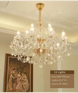 Lustre en cristal K9 en verre d'or moderne de luxe salon intérieur éclairage suspendu pour chambre d'hôtel lampes suspendues lustres