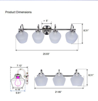 Lámparas de Pared Modernas Atenuables de 2700K para Interiores con Construcción de Metal y Vidrio, Control de Interruptor, Diseño y Estilo
