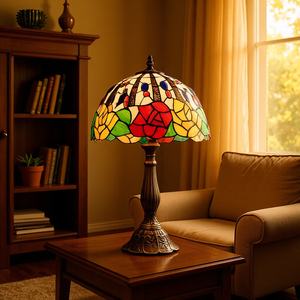 Ouhaodi Pastoral Creative Colored Glass Bead Table Lamp Elegant Country Study <b>Lighting</b> <b>for</b> <b>Bedroom</b> Bedside Rose Table Lamp - Product Image 5