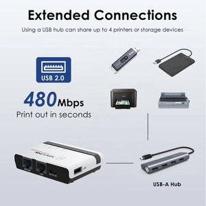 Serveur d'impression sans fil USB N300 Wavlink WL-NU516U1 à deux ports Ethernet, le plus vendu, pour <span class=keywords><strong>imprimante</strong></span> réseau filaire et sans fil - Product Image 6