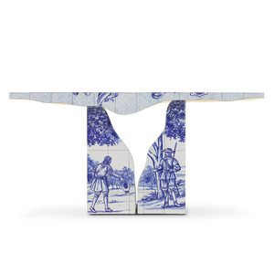 Portugal Design Hand-Painted Tiles Modern Design T Shape Luxury Living Room <b>Console</b> <b>Table</b> BOCAS-CON-02-LAPIAZ Portugal Design Ha - Product Image 4