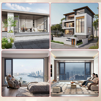 Fenêtres panoramiques sur mesure pour villas modernes et grands projets, cadres en aluminium du sol au plafond, double ou triple vitrage