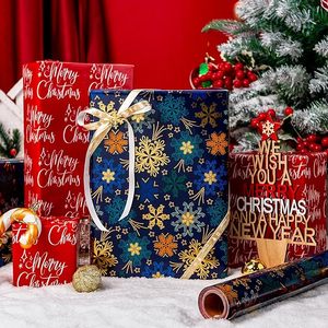 Elegant dark blue green double-sided snowflake <b>pattern</b> winter Christmas aluminum-coated <b>paper</b> wrapping <b>paper</b> - Product Image 1